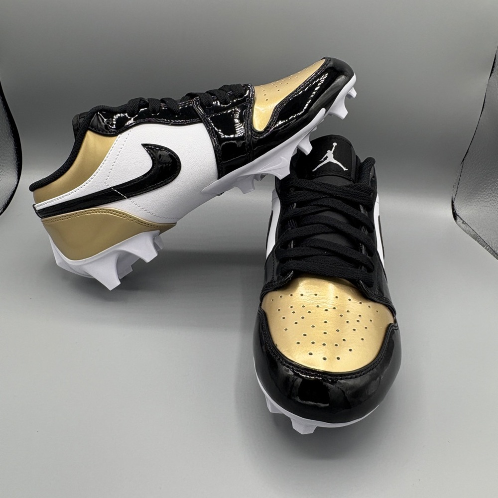 Nike Jordan 1 Low Football cleat FJ6245-701 Metallic Gold Black White